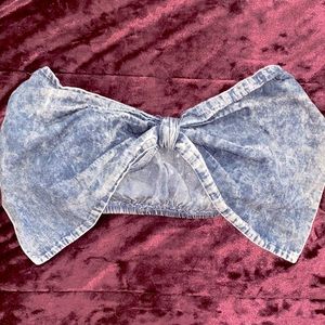 Denim blue bandeau top. O/S